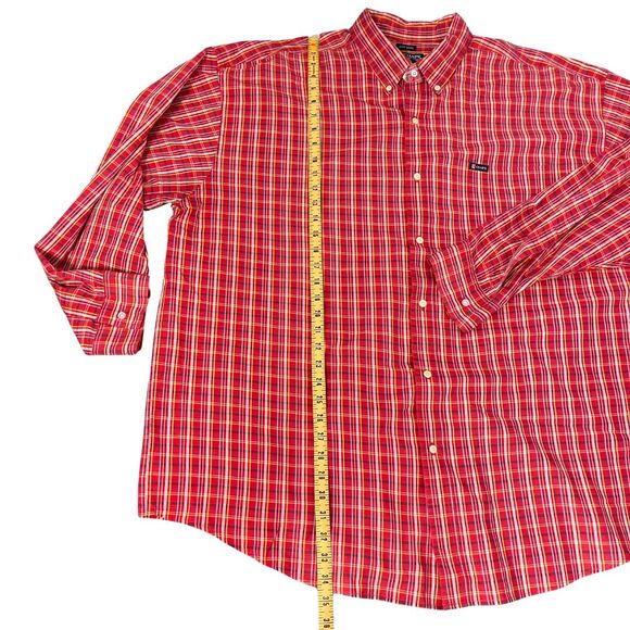 Chaps Button Down Shirt Mens Size 3XB Red Plaid Easy Care Long Sleeve Preppy - Picture 7 of 7